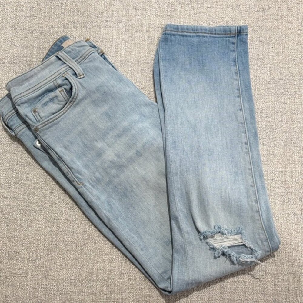Pilcro by Anthropologie Size 28 Light Wash Distressed Slim Boyfriend Jeans